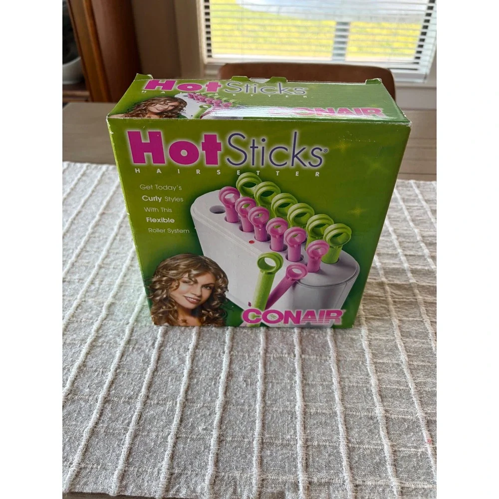 Conair Hot Sticks 14 Flexible Hair Rollers PINK & GREEN V17602 Curlers New